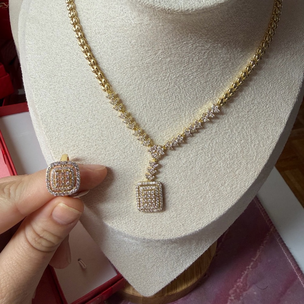 Elegant 14k laminated Gold Necklace and Ring Set